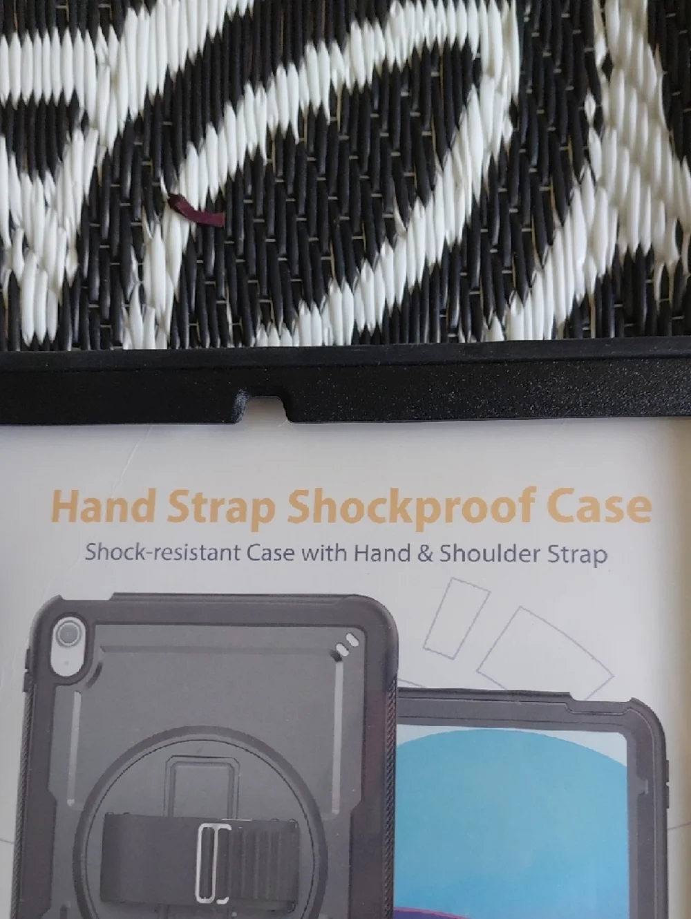 Black Hand Strap Shockproof Tablet Case with Shoulder Strap